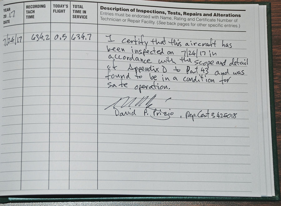 Condition inspection entry