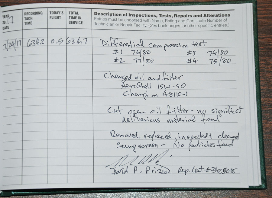 Oil change and compression test